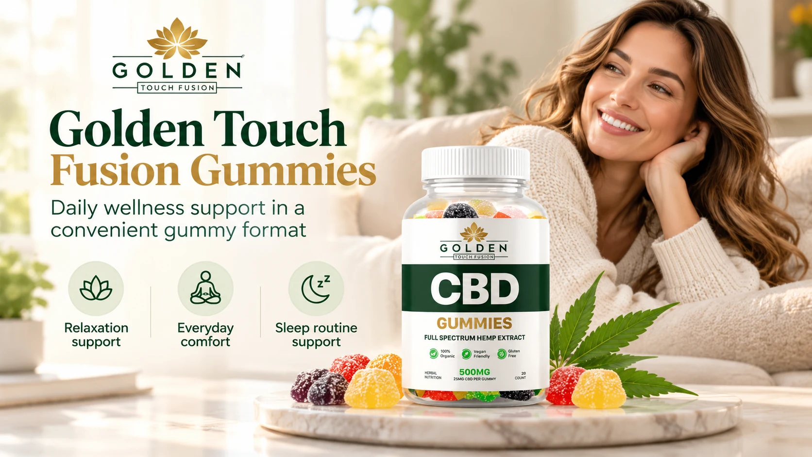 Golden Touch Fusion Gummies wellness lifestyle visual